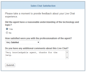 Live Chat Satisfaction Survey