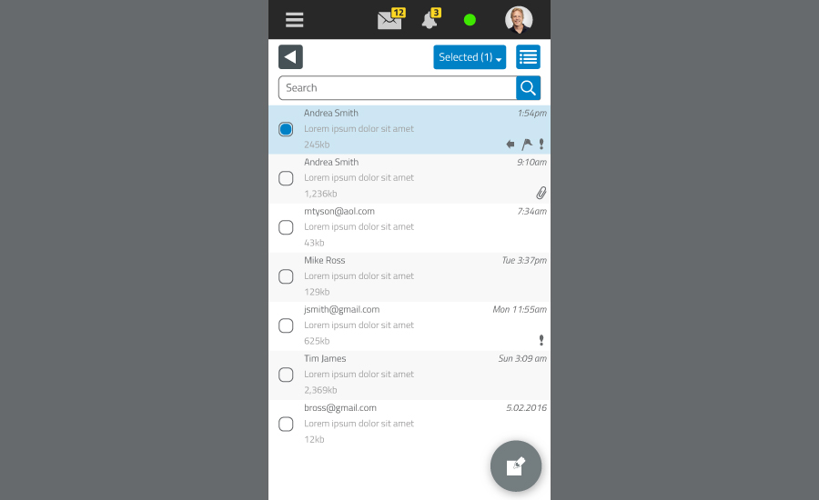 Mobile Interface - Inbox - SmarterMail 16