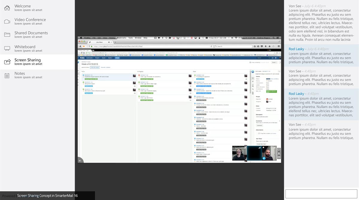 Concept of Screen Sharing in SmarterMail 16