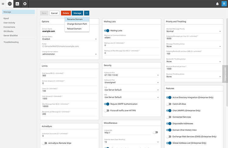 Domain Setup and Management in SmarterMail 16.x