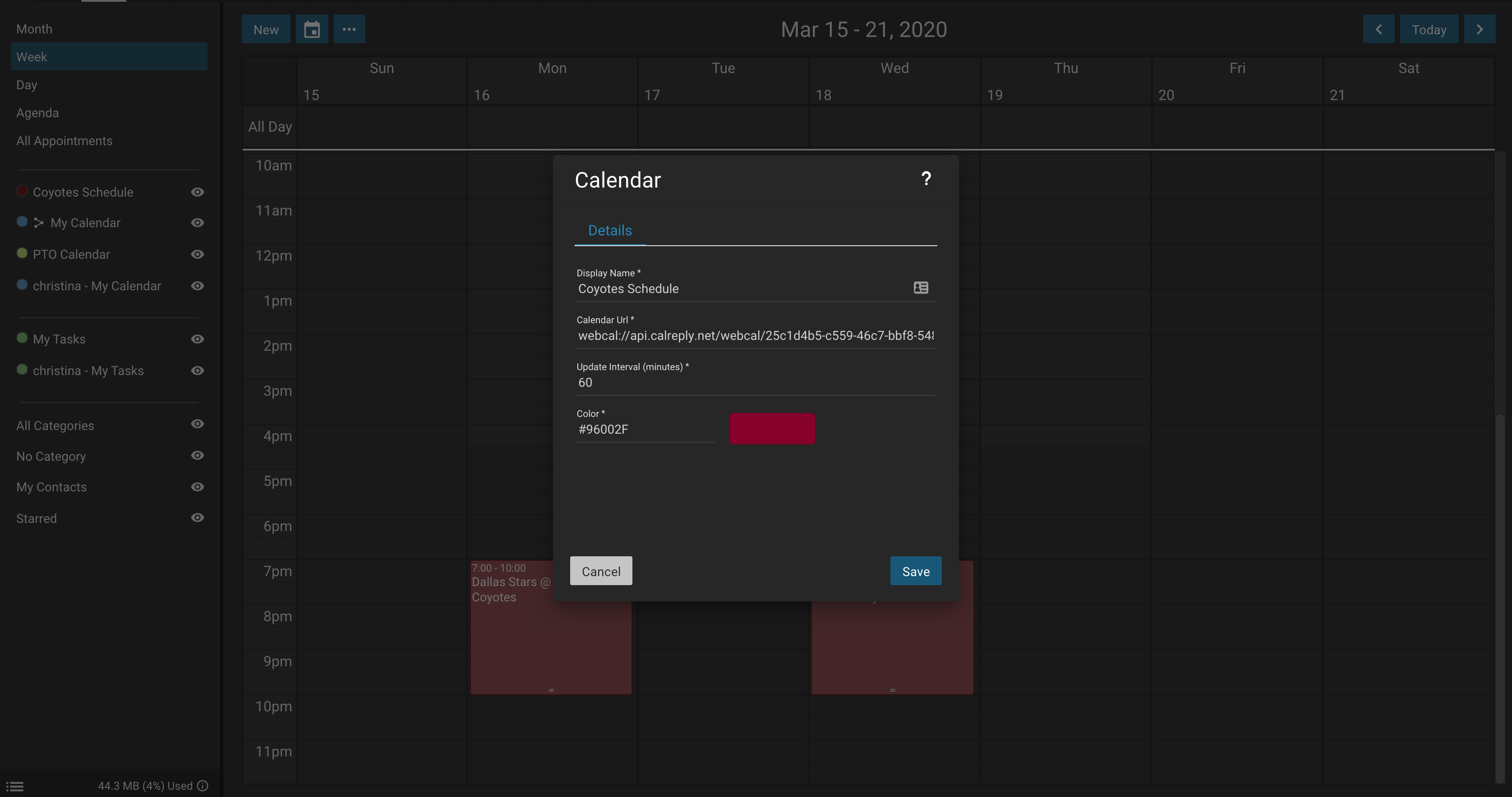 Web calendar subscription