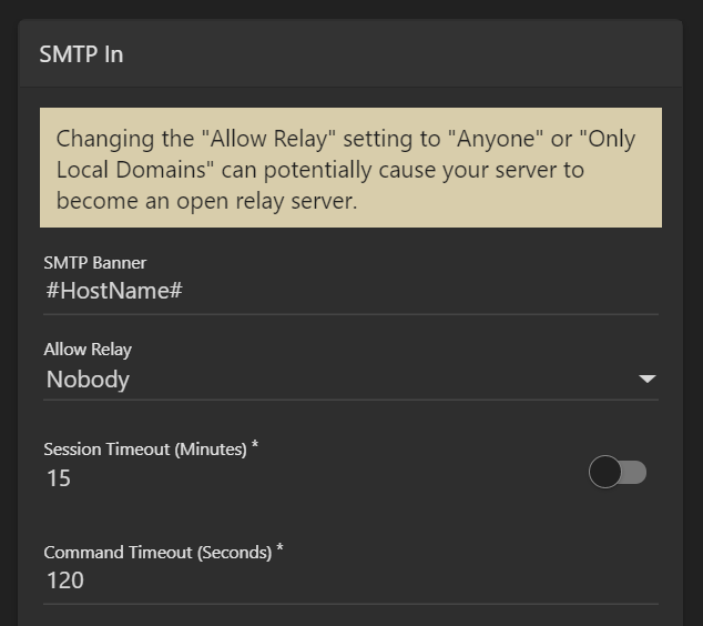 SMTPIN Settings