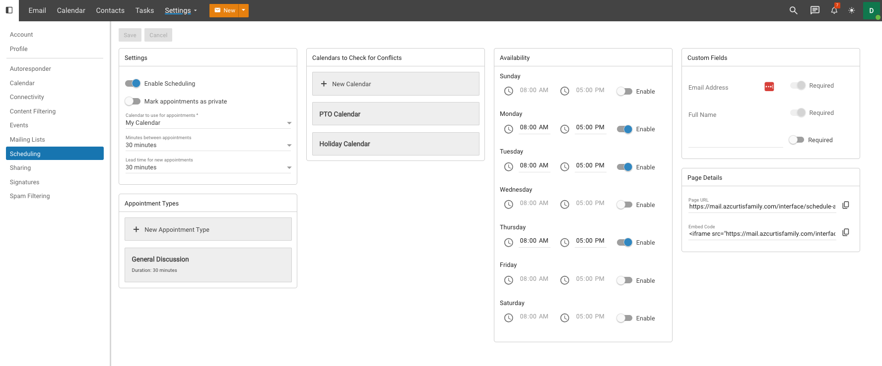 New SmarterMail Scheduling