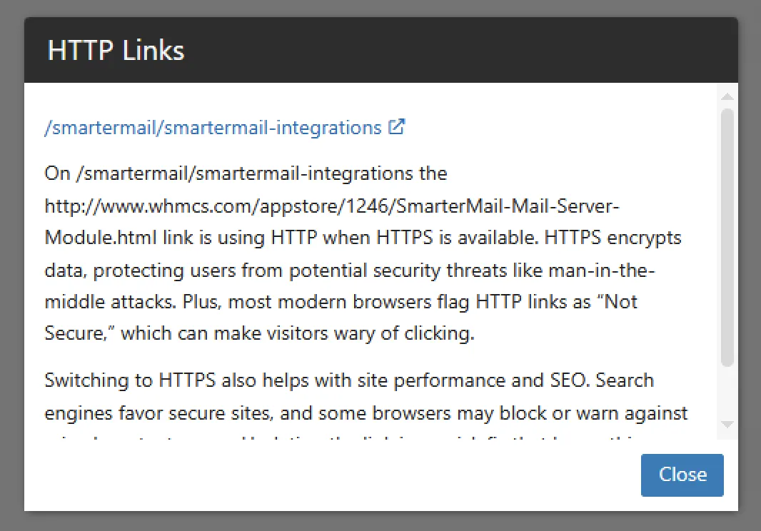 SmarterStats HTTP Links Result
