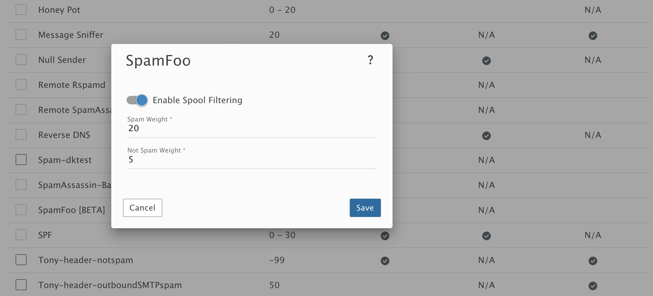 Enable Spamfoo Antispam