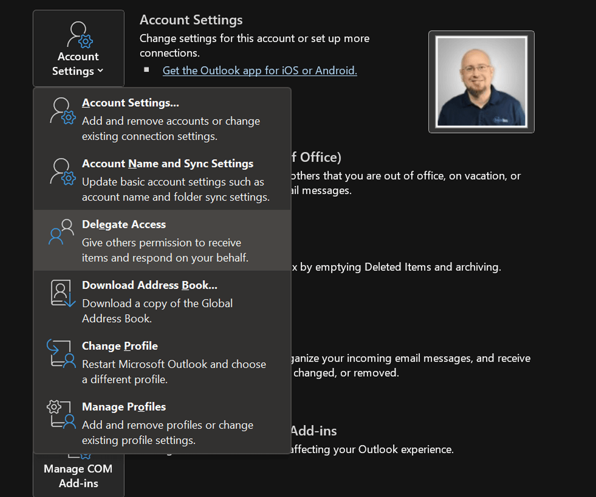 Microsoft Outlooko Delegation