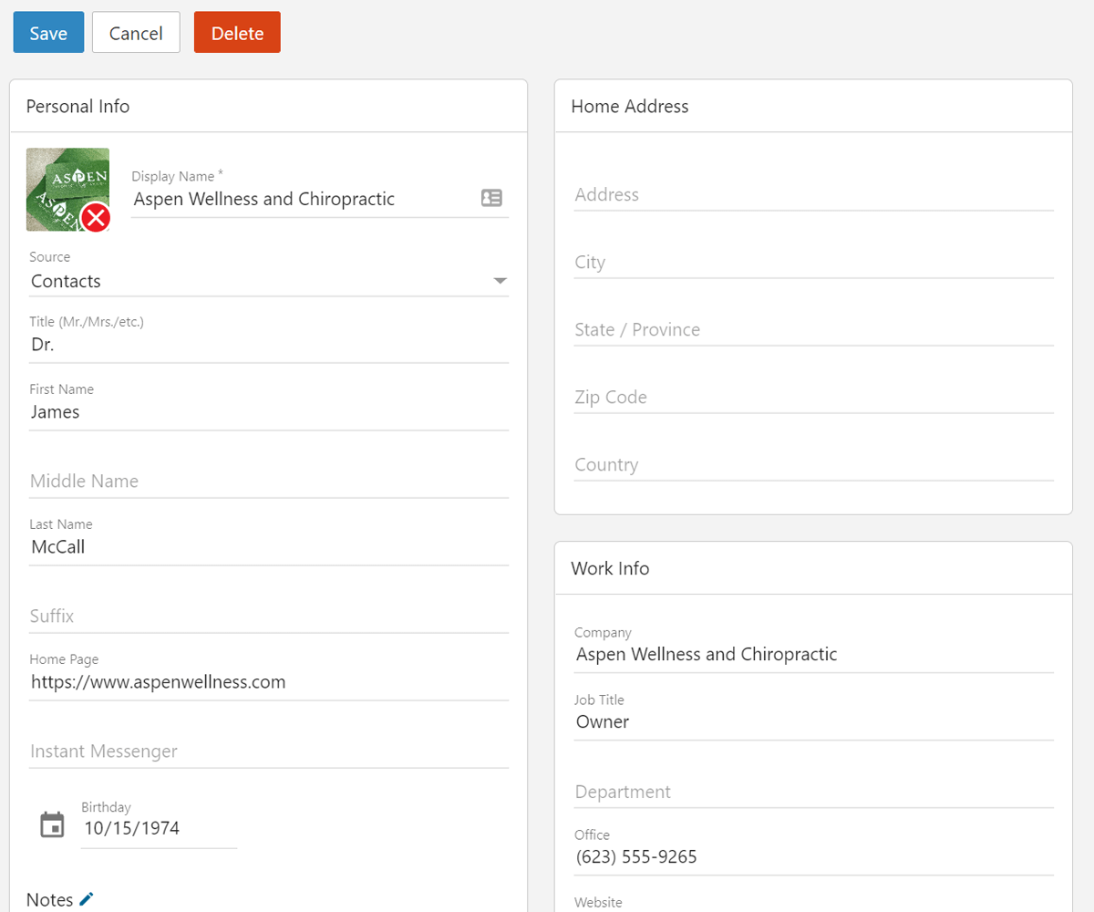 Mail Server Contact Management