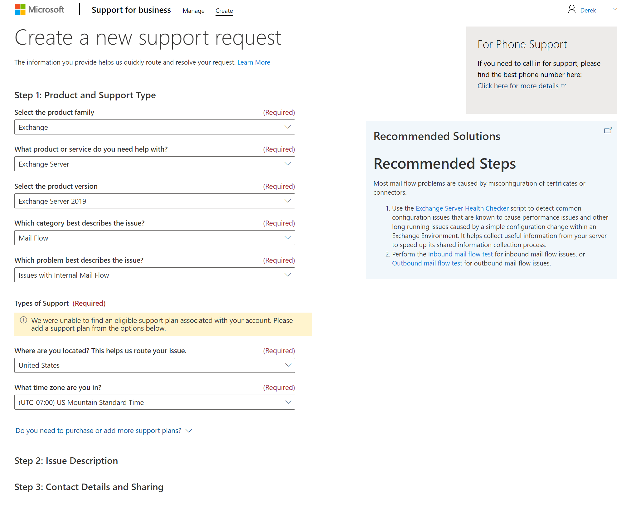Microsoft Support Screenshot
