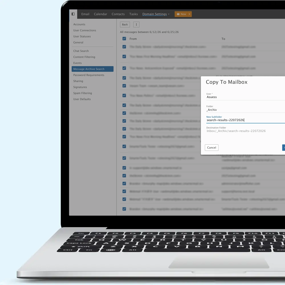 SmarterMail email archiving