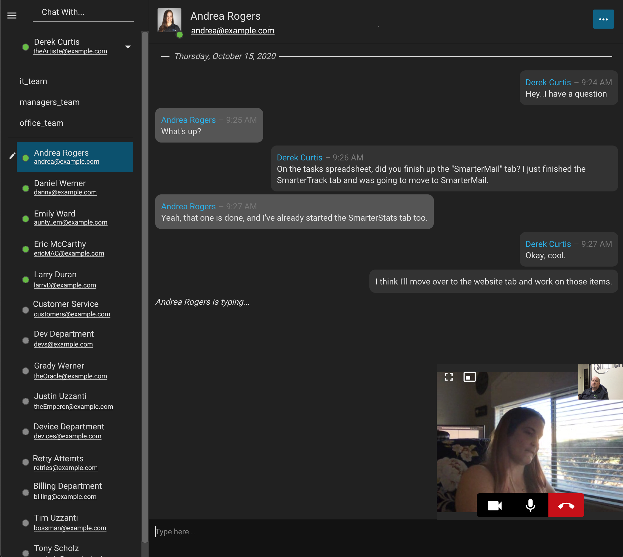 SmarterMail Voice and Video Chat