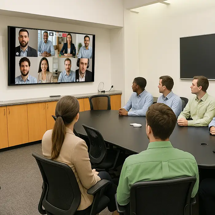 SmarterMail online meeting with multiple participants in a secure group video conference using built-in video chat