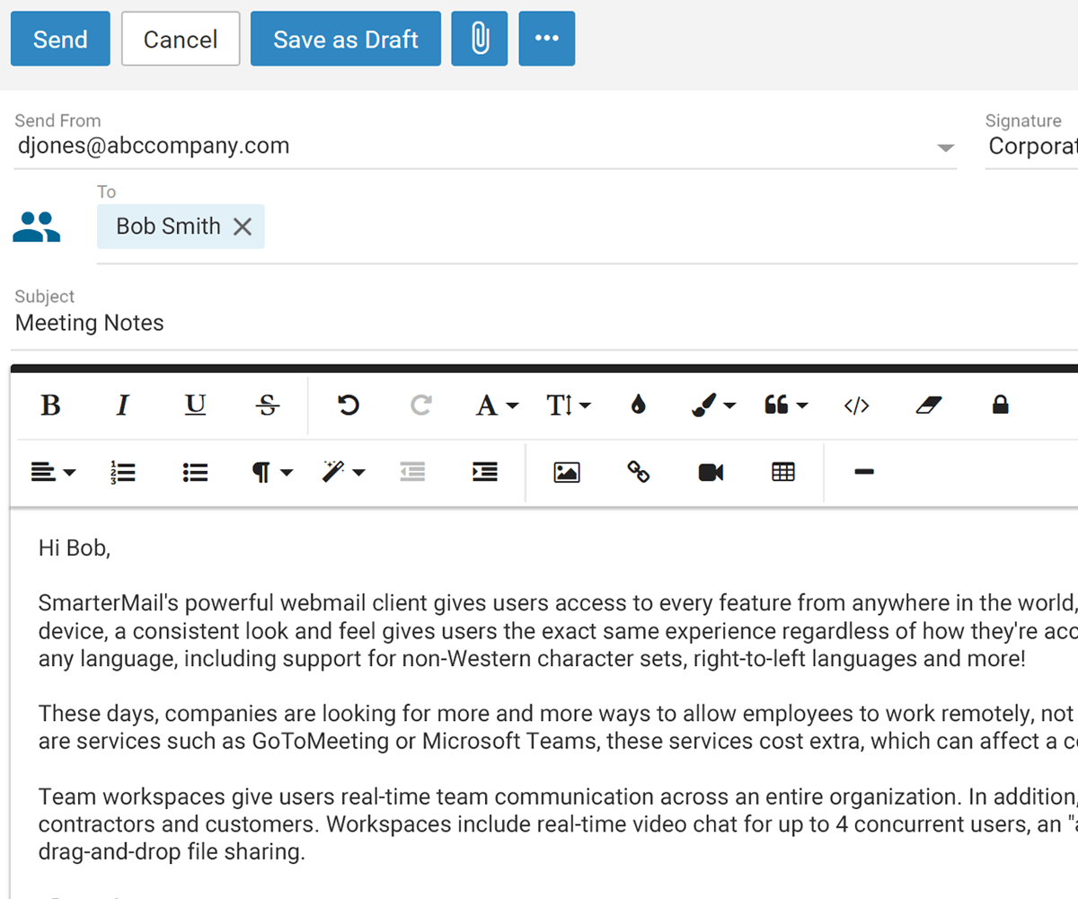SmarterMail webmail client