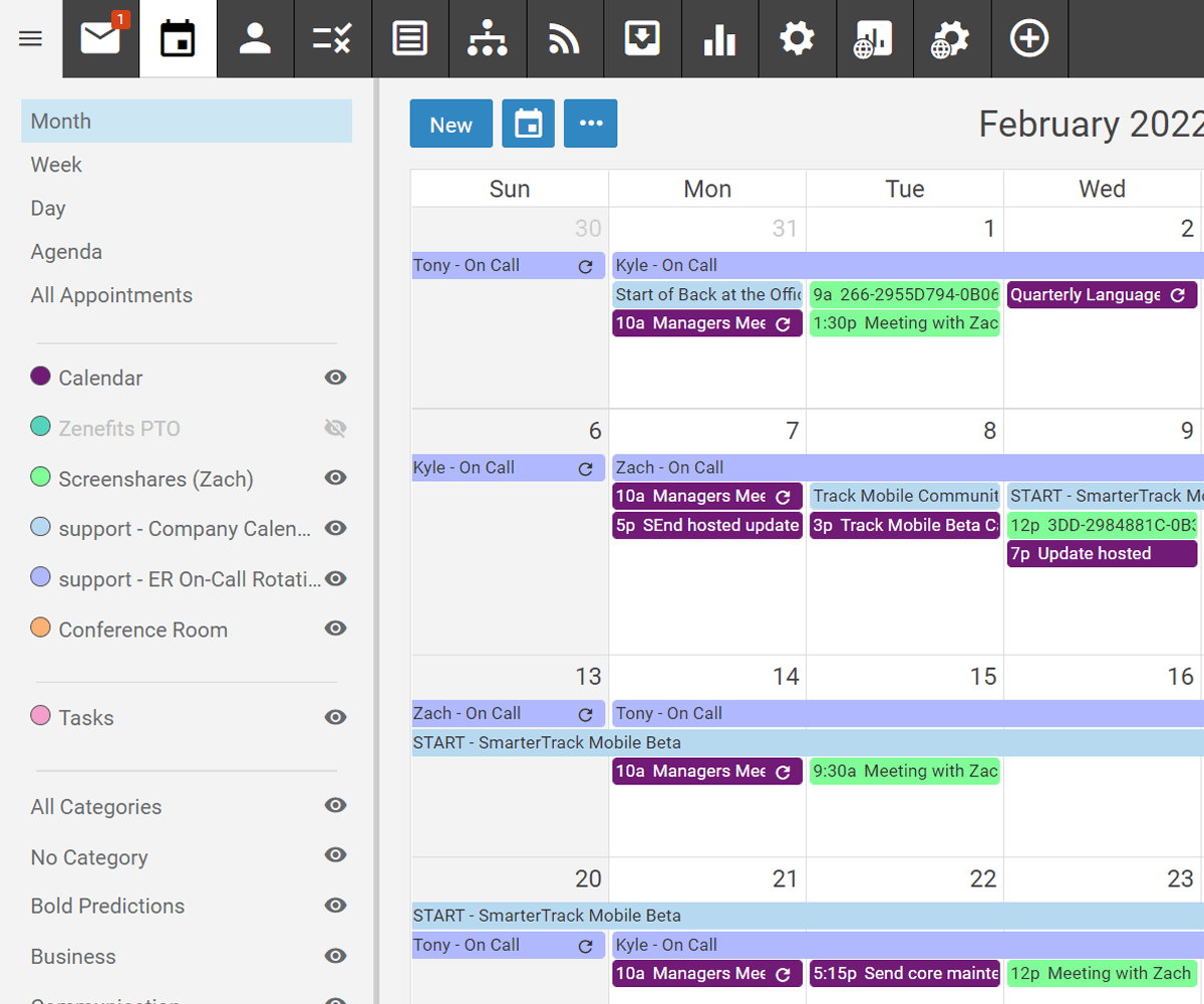 Calendar in webmail client