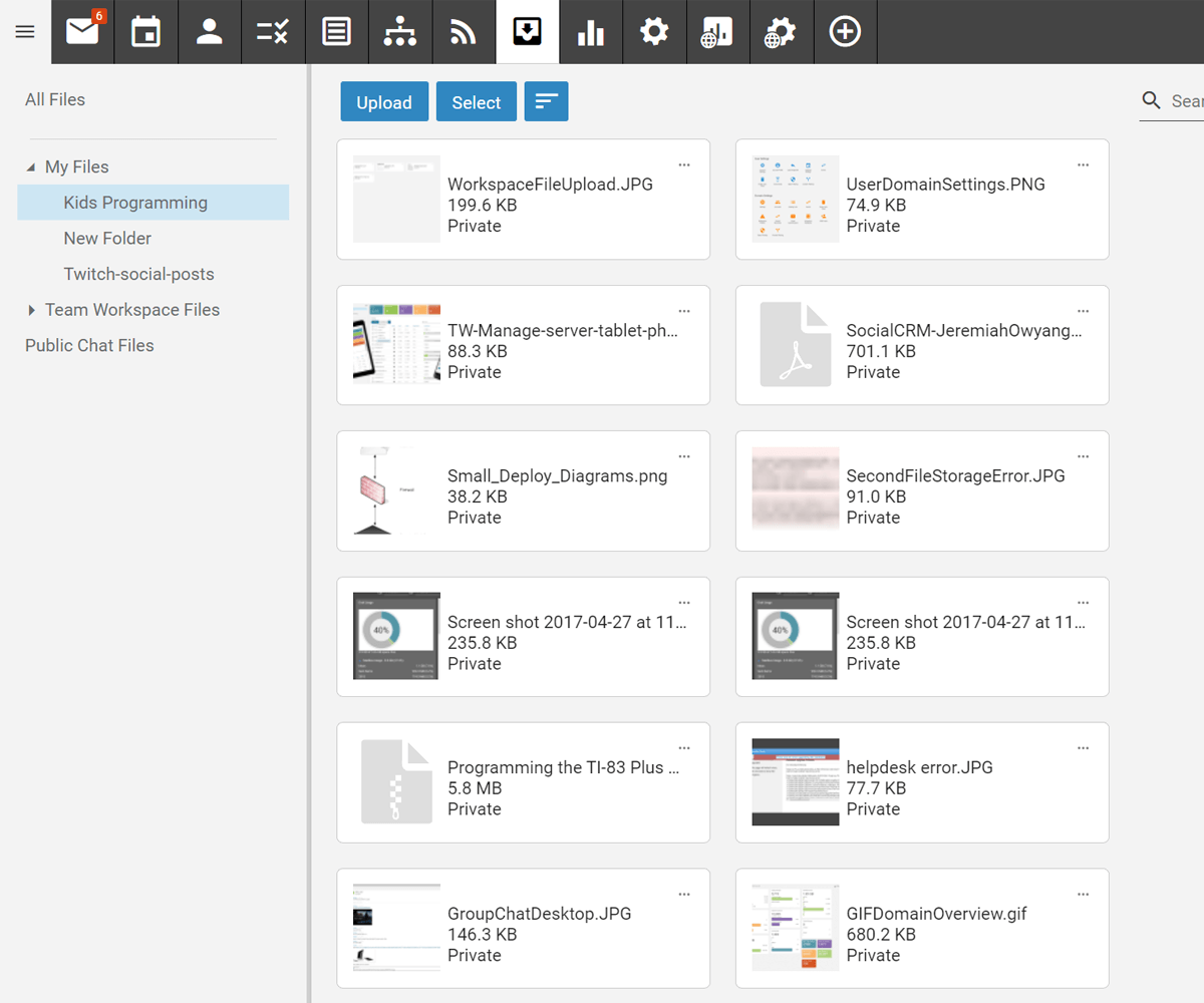 webmail client file storage