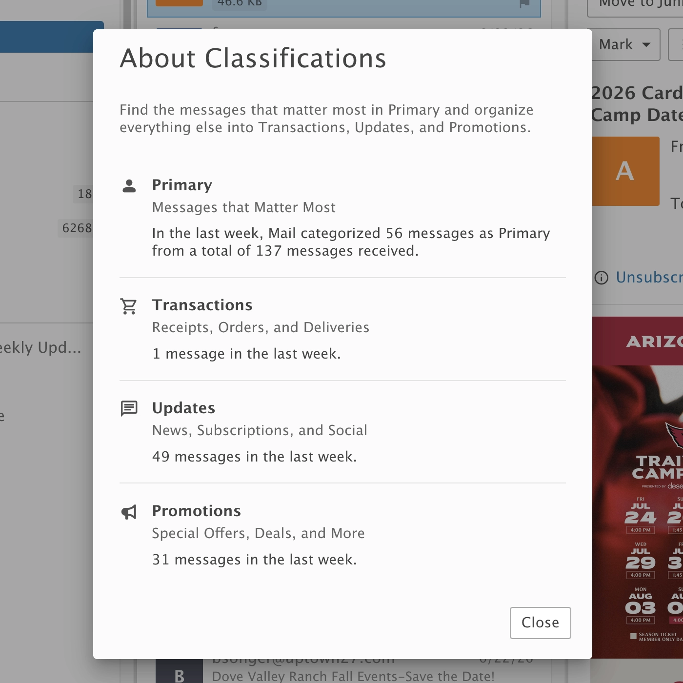 SmarterMail intelligent email classification