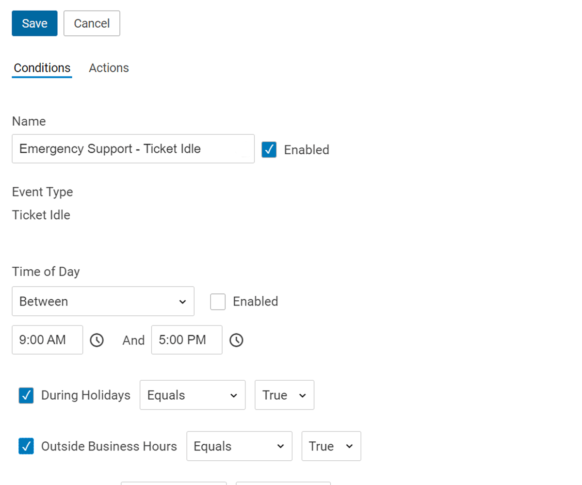 Help Desk Events and SLA