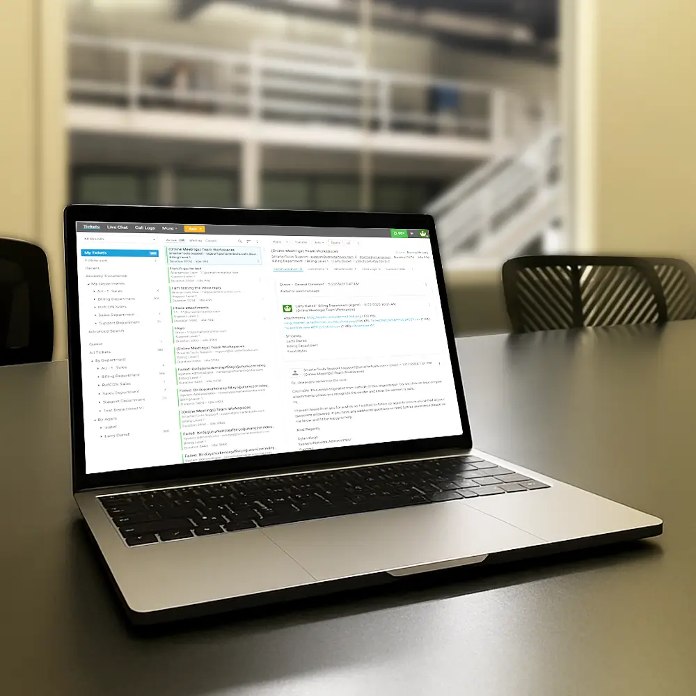 On-premises server racks representing self-hosted helpdesk or IT infrastructure solution